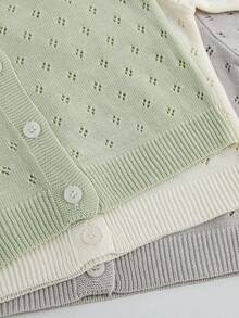 [Spring/Summer Bestseller] Baby Knit Cardigan, Baby Girl Air-Conditioned Sweater Set, Fresh & Sweet Hollow-Out Jacquard, Baby Girl Round Neck Single-Breasted Cardigan, Breathable Mesh Details, 0-3 Years Old Infant & Toddler Knit Top, Versatile For Air-Conditioned Rooms And Outdoor Wear - Mint Green - View 6