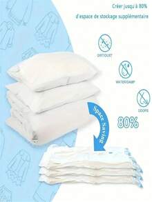 Conjunto de 4 Sacos de Armazenamento a Vácuo, Economizam Espaço para Roupas, Roupas de Cama e Travesseiros, Ideais para Viagens, Mudanças e Organização do Quarto. - Claro - Ver 2