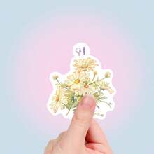 50pcs Cute Aesthetic Watercolor Flower Stickers, Assorted Daisy Sunflower Botanical Wild Plant Decals, Kids Scrapbooking Diary Stationery DIY Craft Decor - Multicolor - View 4