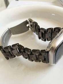 1条时尚透明黑色亚克力表带，兼容 38mm、40mm、41mm、42mm、44mm、45mm、46mm、49mm，现代表带，兼容 Series Ultra 11、10、9、8、7、SE3、6、5、4、3、2、1，时尚智能表带，兼容表带，现代智能表带，优雅手镯式表带配件，智能手表表带，时尚手表配件，送给男士、女士、朋友、家人的理想礼物 - 黑色 - 查看 4