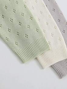 [Spring/Summer Bestseller] Baby Knit Cardigan, Baby Girl Air-Conditioned Sweater Set, Fresh & Sweet Hollow-Out Jacquard, Baby Girl Round Neck Single-Breasted Cardigan, Breathable Mesh Details, 0-3 Years Old Infant & Toddler Knit Top, Versatile For Air-Conditioned Rooms And Outdoor Wear - Mint Green - View 5