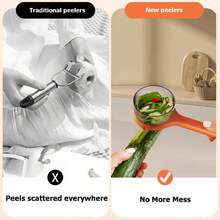 4Pcs Multi-Functional Fruit & Vegetable Peeler With Storage Box, Serrated Stainless Steel Blade, Kitchen Tool For Home, Dormitory, Potato, Carrot, Apple, Cucumber, Durable Plastic Design, Easy Peel & Store, Compact Kitchen Gadget - Multicolor - View 7