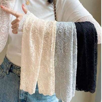 Ống tay ren thanh lịch dành cho nữ - Ống tay chống nắng thêu hoa, chống tia UV, thoáng khí, co giãn, không ngón, phụ kiện thời trang mùa hè, ống tay dệt kim nhẹ, thích hợp cho hoạt động ngoài trời, đám cưới, tiệc tùng, công sở, trang phục thường ngày, chỉ giặt tay.