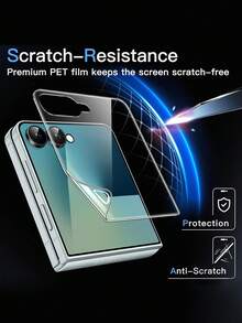 3片裝 - Galaxy Z Flip 7 2025 前螢幕螢幕保護貼，全覆蓋 TPU 薄膜，相容手機殼，高解析透明，觸感滑順，觸控靈敏，高透光率與色彩還原，防刮耐磨且防指紋，相容 Galaxy Z Flip 6/Galaxy Z Flip 5，日常通勤必備手機配件 - 無色 - 查看 5