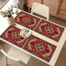 1 tấm lót bàn ăn bằng vải lanh in họa tiết truyền thống, dùng làm thảm ăn sáng, thảm cà phê, đế lót ly, tấm lót bát, phụ kiện nhà bếp, dễ vệ sinh, phù hợp cho gia đình, nhà hàng, trang trí nhà hàng, quà tặng ngày lễ, quà tặng bạn bè, bộ nhiều món. - Nhiều màu - Xem 6