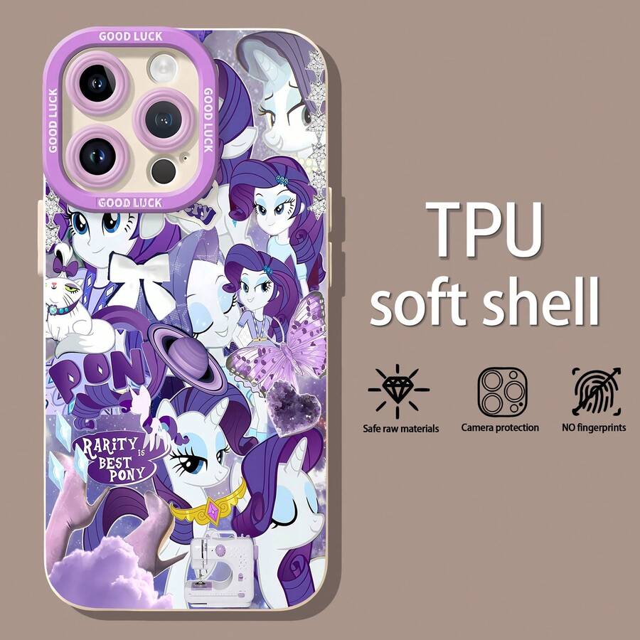 Collage con temática de ponis morados y blancos de Rarity.funda de teléfono Fundas compatibles con ,Apple,VIVO,OPPO,,, y Honor.Fabricadas en silicona TPU,ofrecen protección contra golpes y caídas. - Blanco - Ver 1