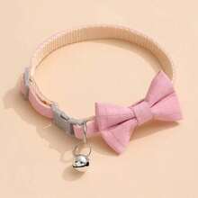 可爱狗狗项圈，带领结和铃铛吊坠，可调节柔软甜美蝴蝶结印花宠物项圈，适合小型/中型/大型犬 - 西瓜粉 - 查看 10