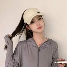 1pc Solid Color Blank Back Opening Ponytail Baseball Cap Women's Fashion Sports Hat Outdoor Sun Protection Sun Hat,Beach,Travel - Ponytail Baseball Cap - View 4