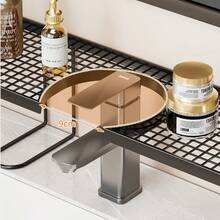 1 pieza Estante para grifo sin taladro, estante de almacenamiento expandible para tocador de baño, organizador de drenaje hueco para artículos de tocador, montado en el grifo, impermeable - Multicolor - Ver 7