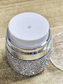 1pc 50ml Vacuum Pump Cream Bottle, Highly Attractive Shiny Artificial Rhinestone Emulsion Cream Dispenser, Travel Portable, Suitable For Liquid Creative Cosmetic Gift - View 13