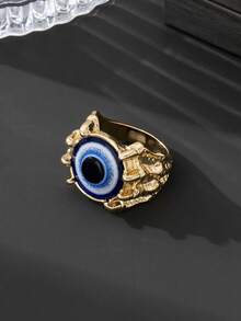 1pc Fashionable Exaggerated Personalized Large Size Wide Devil's Eye Ring For Men - Blue - View 5