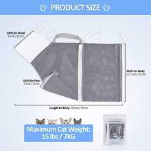 A Multifunctional Cat Shower Bag With Breathable Mesh - Ideal For Kittens And Cats, Used For Nail Care, Ear Hygiene, Medication, Feeding, Bathing, And Injections - Durable And Suitable For Veterinary Use, Battery-Free - Xám - Xem 2
