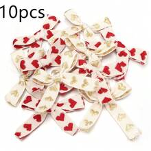 10pcs/Pack 6X7mm Heart Shaped Bow Ribbon, Versatile Embroidered Cotton Ribbon, Single Layer Bow Decor For Clothing, Bags, Gifts, Holiday Packaging - Heart-shaped Bow - View 10