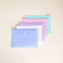 5pcs A7 Size Muted Color Matte Plastic Envelopes With Self-Adhesive Closure - Durable Document Folders Suitable For Files, Receipts, Checks, Passports - Multicolor - View 2