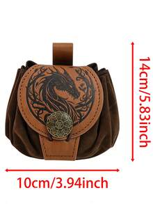 Medieval Renaissance PU Leather Coin Purse Waist Bag, Portable Drawstring Pouch, Suitable As Vintage Belt Bag Accessory For LARP, Renaissance Market, Renaissance Festival, Halloween Costume - A - View 2