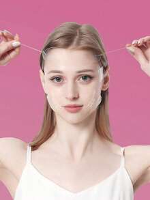 60pcs V-Shaped Face Lifting Tapes, Invisible Matte Skin Tightening Tapes With 8pcs Lifting Strings - Clear - View 5