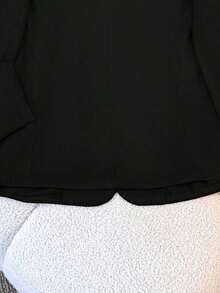 Chaqueta de blazer de unicolor con solapa para mujer, de manga larga con botones y bolsillos, adecuada para otoño, invierno y primavera.Chaqueta de oficina de manga larga, prenda exterior versátil para negocios y hogar, apta para otoño, invierno y primavera - Negro - Ver 9