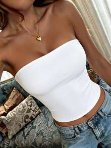 Camiseta corta sin mangas sexy para mujer, estilo Y2K con cuello cuadrado, camiseta informal y versátil para el verano en color blanco - Blanco - Ver 1