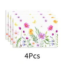 1pc Floral Print Linen Placemat, Breakfast Mat, Coffee Coaster, Bowl Pad, Kitchen Accessory, Easy To Clean Dining Mat, Suitable For Home, Restaurant, Dining Decor, Holiday Gift, Gift For Friends, Multi-Piece Set - Multicolor - View 23