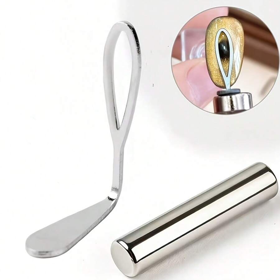 2 dụng cụ tạo hình mắt mèo trên móng tay, có thể tạo hiệu ứng mắt mèo tròn, dụng cụ tạo kiểu móng. - Bạc - Xem 1