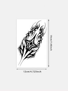 Un autocolant tatuaj temporar în negru și gri, cu un stil totem abstract. Un design streetwear unic, care emană o atmosferă rebelă și cool. Impermeabil și rezistent la transpirație, lavabil și antireflexie. Potrivit pentru persoanele pasionate de modă, durează 3-5 zile. - Negru - Vizualizare 2