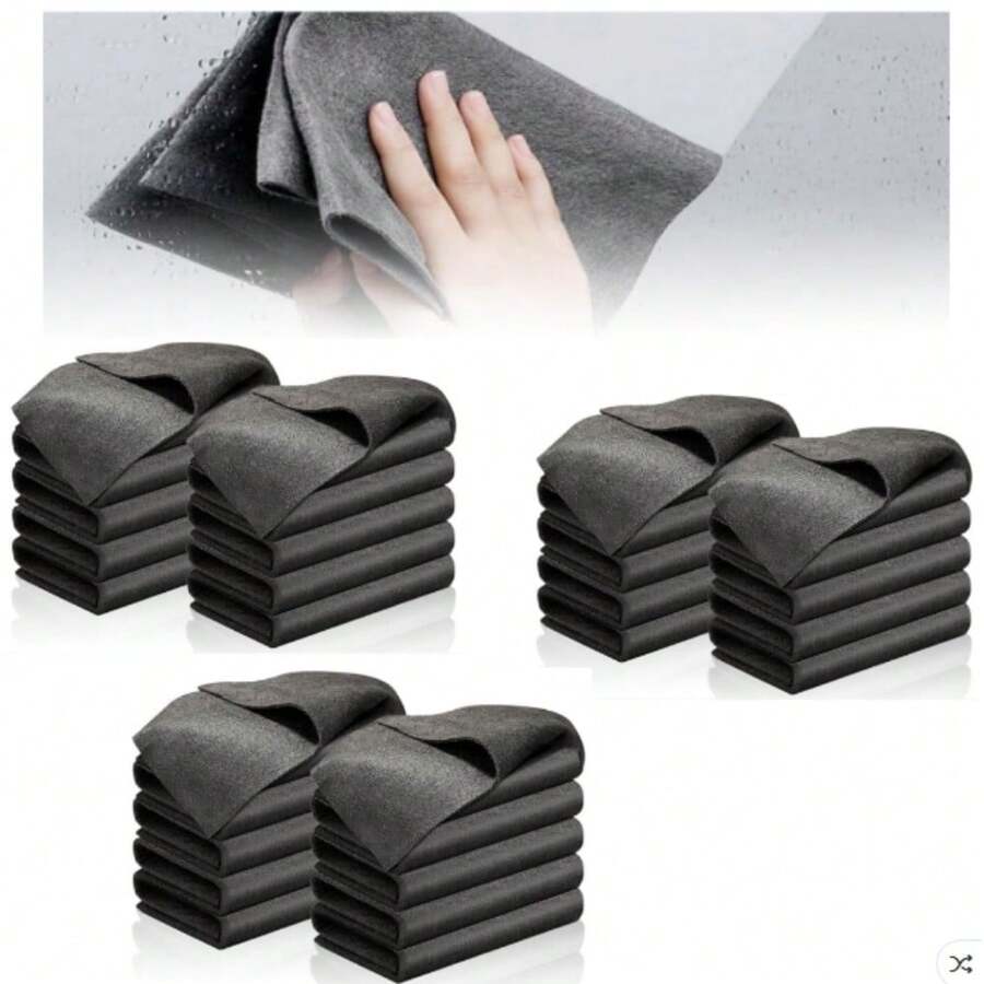 30 Pack Thickened Microfiber Glass Cleaning Cloths – Lint & Streak Free, Reusable Magic Rags For Windows, Mirrors, Kitchen, Cars & Stainless Steel, Tackle Streaks & Dust Like A Pro Around Your Home - 30PCS Black - 查看 1