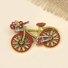 Broche de bicicleta con cristales de strass, creativo, para mujer, de estilo retro y elegante, hecho a mano, con color azul, broche clásico, accesorio de joyería de moda para boda y regalo - Multicolor - Ver 8