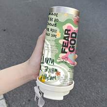 1个/5个装，500毫升不锈钢基督教信仰主题励志语录咖啡杯，适合日常通勤和表达信仰，冷热饮皆宜。信徒和灵性人士的必备单品。配有挂绳，方便携带，非常适合工作、学习、通勤、聚会或外出。采用不锈钢材质，持久保温。一份充满治愈力量的个人选择。 - 多色-字母波紋 - 查看 2