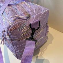 小众设计芋头紫色手提包，大容量手提包单肩包，高品质旅行健身行李包，多功能 - 彩色 - 查看 3