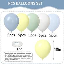 26/51 piezas Globos Azules y Verdes, Globos para Baby Shower, 10 Pulgadas Verde Claro Blanco Azul Bebé Amarillo Adecuado para Niños, Suministros para Baby Shower Azul y Blanco - Colocar - Ver 3