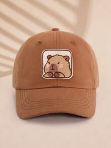 1 pieza Gorra de béisbol para niños con etiqueta falsa de dinosaurio, gorra de unicolor con protección solar, adecuada para protección solar al aire libre y uso casual diario - Kapibala - Ver 15