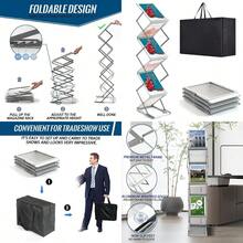 Estante de aluminio plegable de 6 bolsillos soporte para folletos soporte para revistas de folletos estante de literatura con bolsa de transporte para exposiciones ferias comerciales oficina - Gris - Ver 1
