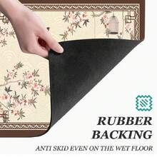 1pc Vintage Print Pattern Absorbent Mat/Drying Mat For Coffee Maker, Tableware - Absorbent Polyester Desktop Protective Mat With Rubber Anti-Slip Pad, For Kitchen Counter Decor, Home Bar And Dining Table - Multicolor - View 10