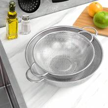 Bộ 3 rổ lọc đa năng bằng thép không gỉ - Rổ lưới dày dặn có tay cầm kép, dùng để lọc và rửa rau củ quả. - Giỏ lọc - Xem 7