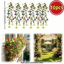 10 piezas de enredaderas colgantes de margaritas de espinaca falsa, flores artificiales multicolor, guirnalda de combinación DIY, para arco de boda, balcón, decoración de pared de jardín, fiesta de primavera - Multicolor - Ver 2