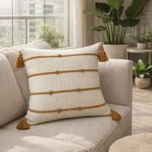 Cotton Macrame Cushion Cover - Caramel/Chocolate Color - 45cm X 45cm - 駝色 - 查看 8