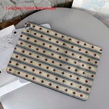 1 件复古樱桃条纹平板电脑保护套，带 360° 旋转支架和笔槽，兼容 iPad 10 代 10.9 英寸（2022 年款）智能保护套/三星 Galaxy Tab S10+/S9/A9，具备自动休眠/唤醒功能，兼容小米 7/10 Pro 和华为 Matepad。 - 彩色 - 查看 1