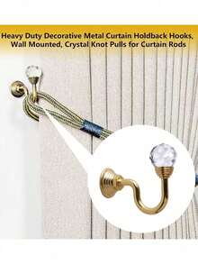 2pcs Crystal Alloy Curtain Wall Hooks With Screws, Multiple Color Options Gifts Birthday Graduation - Gold - View 6