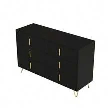 Elegant Sideboard With A Modern Design, Featuring Drawers, Ample Storage Space, And Gold Handles. - 黑色 - 查看 10
