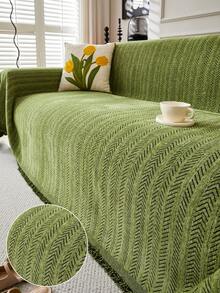 1pc Oversized & Widened Minimalist Dark Green Sofa Throw Blanket, Multi-Functional Sofa Cover, Pet-Friendly, Washable, Dust-Proof Furniture Protector, Suitable For Bedroom, Office And Living Room, All Seasons - Green - View 9
