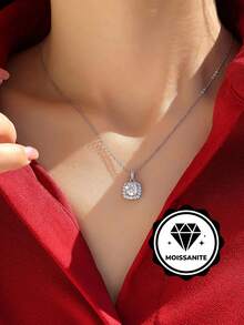 Mặt dây chuyền bạc S925 đính đá Moissanite lấp lánh 2 carat, thích hợp làm quà tặng cho kỳ nghỉ, đám cưới, lễ tốt nghiệp, tiệc tùng. - Bạc - Xem 1