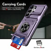Ốp điện thoại chống sốc chuẩn quân đội, chắc chắn, có vòng giữ điện thoại và khe đựng thẻ ẩn, tương thích với Samsung Galaxy S24 Ultra/S24 Plus/S24/S23 Ultra/S23 Plus/S23/S22 Ultra/S22 Plus/S22/S21 Ultra/S21 Plus/S21 FE/S23 FE/S20 Ultra/S20 Plus/S20 FE và một số dòng máy khác, phiên bản quốc tế (không phải phiên bản nội địa). - Màu tím - Xem 3