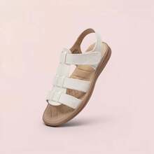 ZULIZ 女士编织带舒适步行凉鞋，透气软底防滑休闲鞋 - 米色 - 查看 2