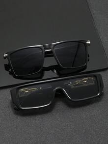 2pcs Men's Fashionable Luxury Style Eyeglasses, Suitable For Various Occasions - Black - View 7