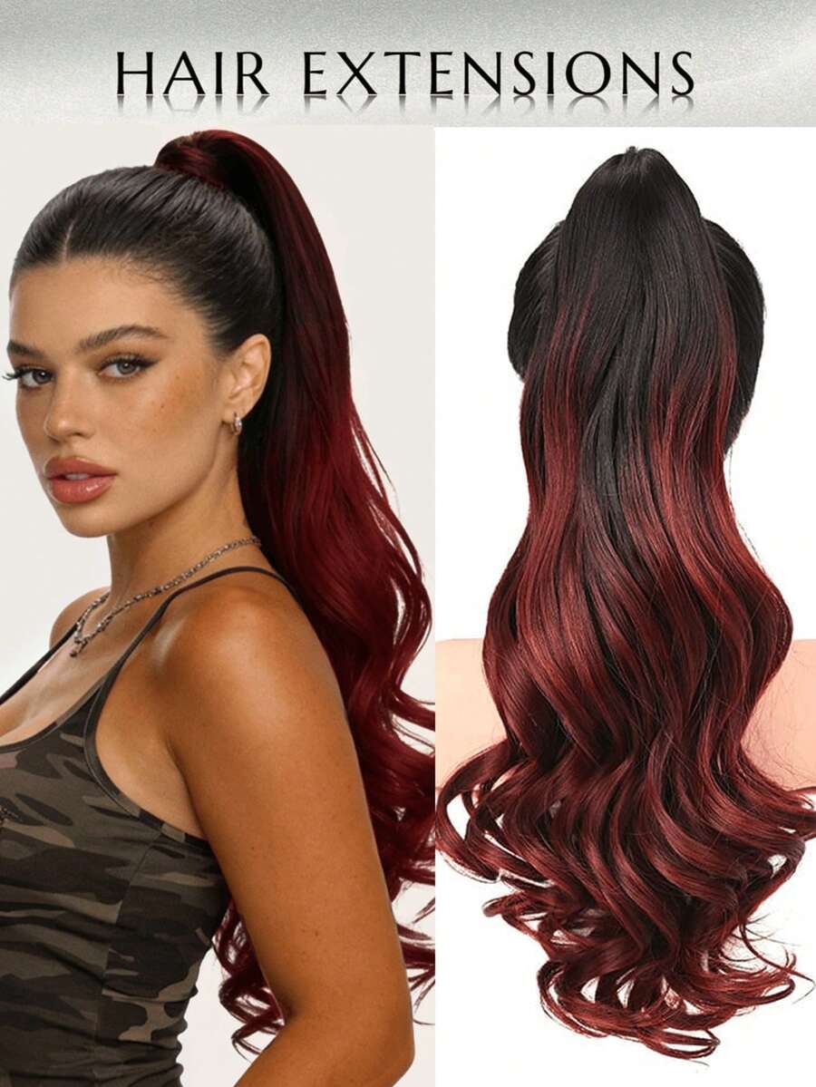 Tóc giả WaveTrip SS Style Inspo dành cho nữ, thích hợp cho kỳ nghỉ hè, kiểu dáng ombre, dài 24 inch, chịu nhiệt, chất liệu tổng hợp, phù hợp cho phụ nữ, bé gái, dự tiệc và sử dụng hàng ngày. - Màu đỏ ombre - Xem 1