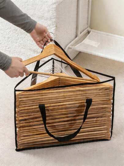 1pc Non-Woven Triangular Clothes Hanger Storage Bag, With Bottom Support Pad, Sturdy And Durable, Can Hold 40 Hangers Of Different Sizes, Suitable For Wardrobe, Drying Rack And Home Storage