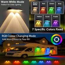 2pcs RGB Color Changing Solar Powered Step Light/Wall Light - Auto Lighting With White/Warm Light & RGBW Lighting Effects, Suitable For Building Site Exterior Walls, Fences And Garden Steps - 2 - View 7