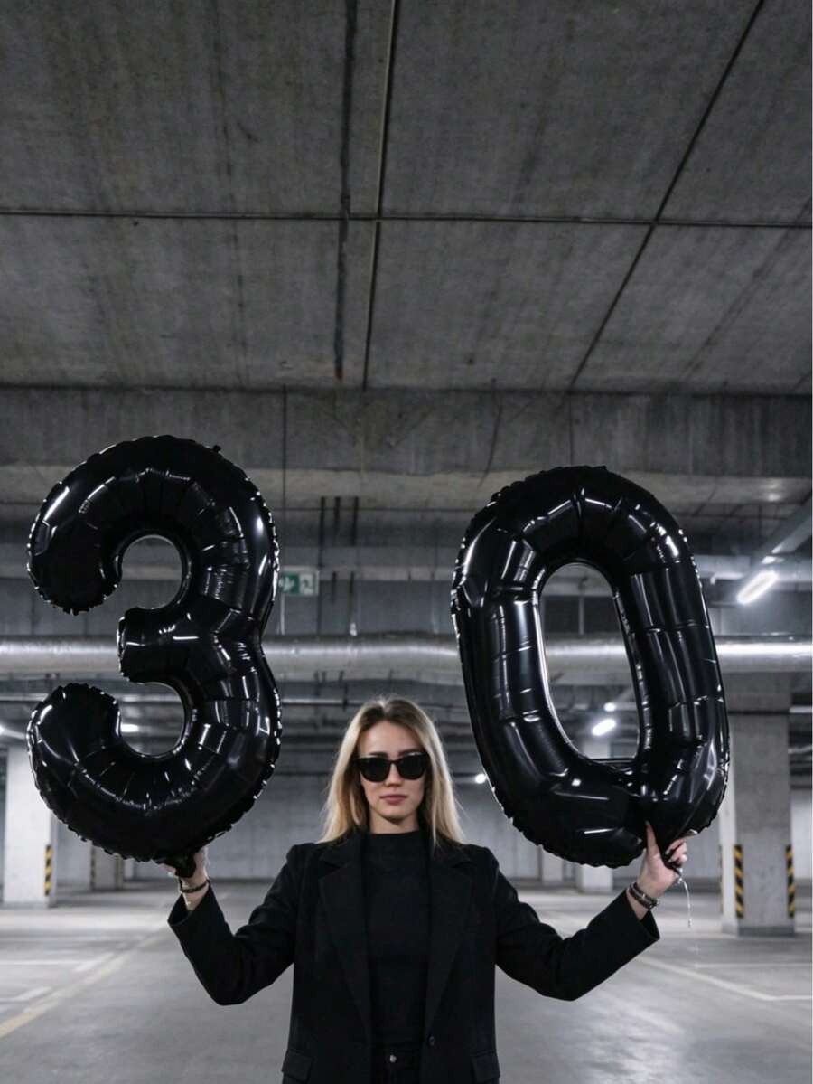 1个40英寸极简黑色数字气球，生日派对装饰数字铝箔气球，周年纪念装饰用品，派对装饰，氛围装饰用品，适用于生日装饰、派对用品、数字气球，适用于生日、婚礼、派对装饰、生日装饰用品、数字主题 - 黑色 - 查看 1
