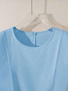 Vestido corto casual azul elegante y romántico para vacaciones y uso diario en el trabajo, vestido azul cielo, vestido azul primavera, vestido azul pastel, vestido azul bebé, vestido elegante para trabajo para mujer, vestido elegante, vestido de lujo para mujer, vestido casual de verano de alta calidad para mujer - Albaricoque - Ver 11