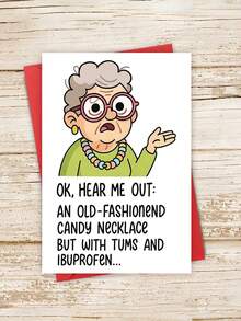 1pc "Ok Hear Me Out" Funny Get Well Soon Card With Envelope, Humorous Elderly Lady Recovery Greeting For Friends Family, Blank Inside - View 2